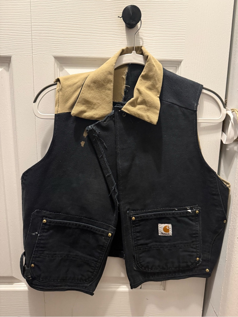 Vintage Carhartt Navy Vest with Tan Colorblock
